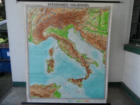 Schulwandkarte | Apenninen Halbinsel | Italien