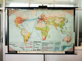 Schulwandkarte | Weltverkehr | 60er Jahre