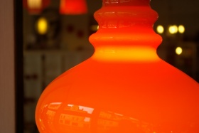 70er Deckenlampe / oranges berfangglas 