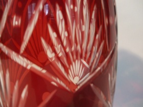 Rubinrote Kristallglasvase | Fcherschliff